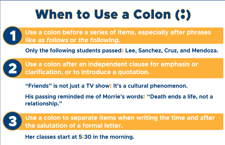 semicolons and colons